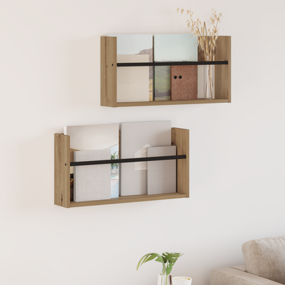 Magazine Rack 2 pcs Artisan Oak 60 x 12 x 30 cm Engineered Wood