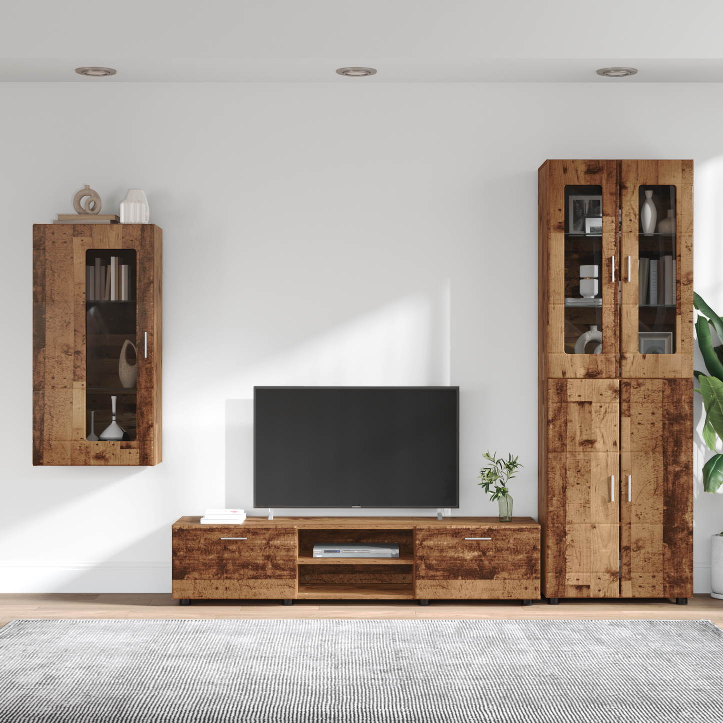 TV Cabinet Set with Shelf FLORIN 3 pcs Old Wood Engineered Wood