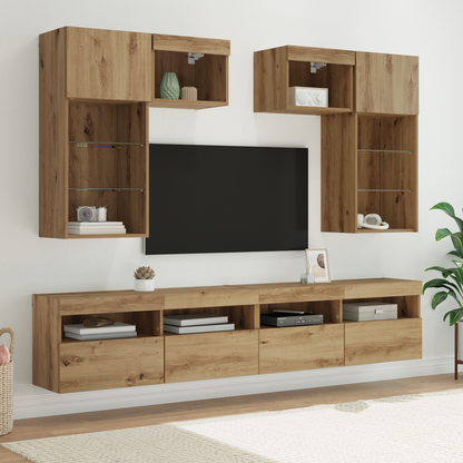 TV Wall Units Wall-mounted 6 pcs Old Wood Engineered Wood