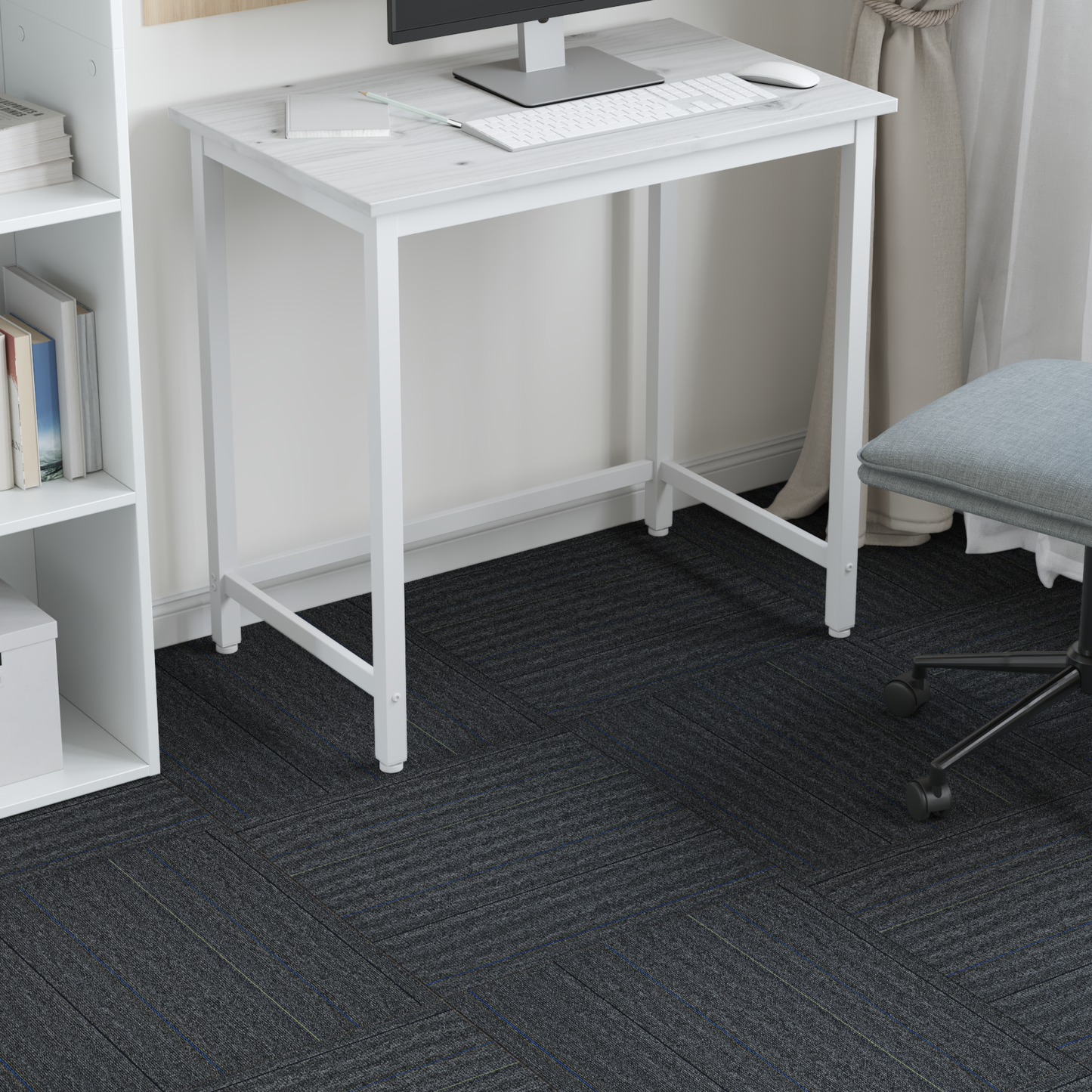Carpet Tile Medium Grey with Stripes 50 x 50 cm 20 pcs