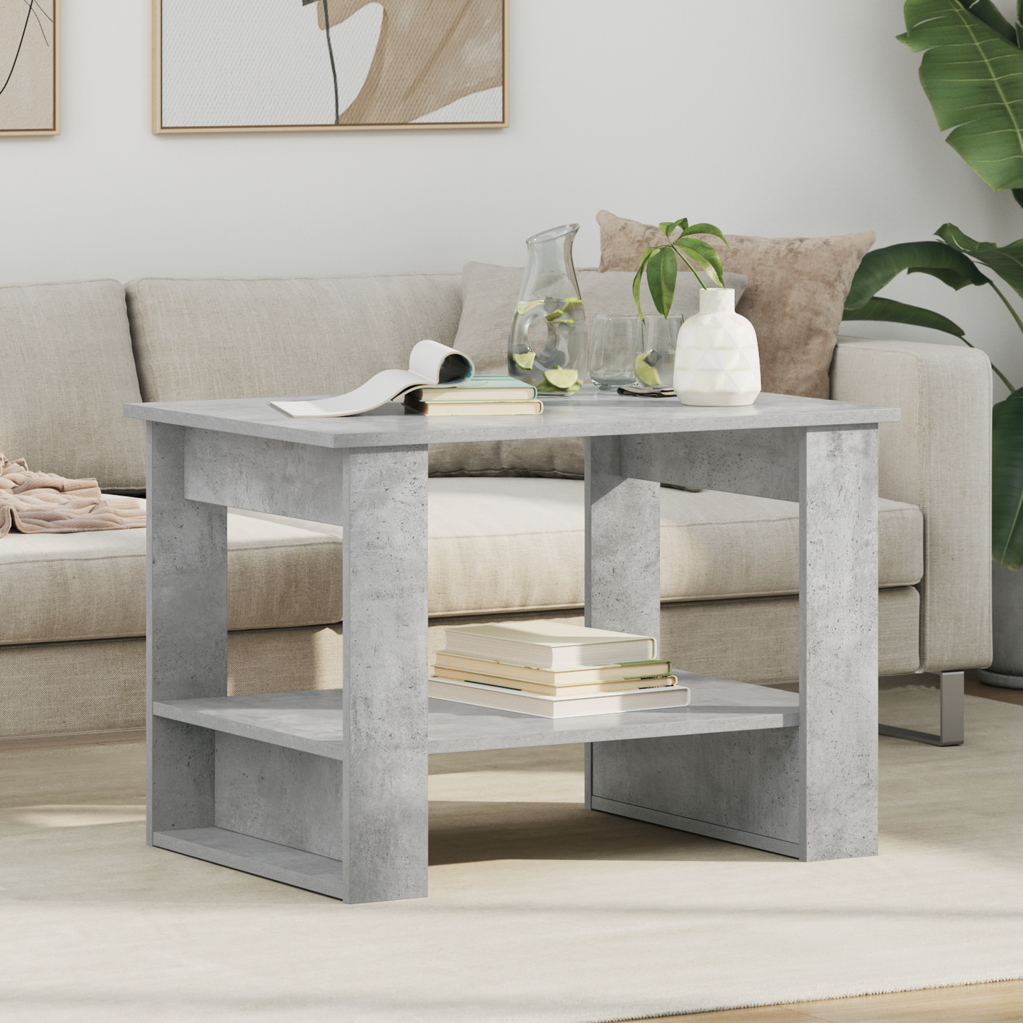 Coffee Table Concrete Grey 72 x 50 x 50 cm Engineered Wood
