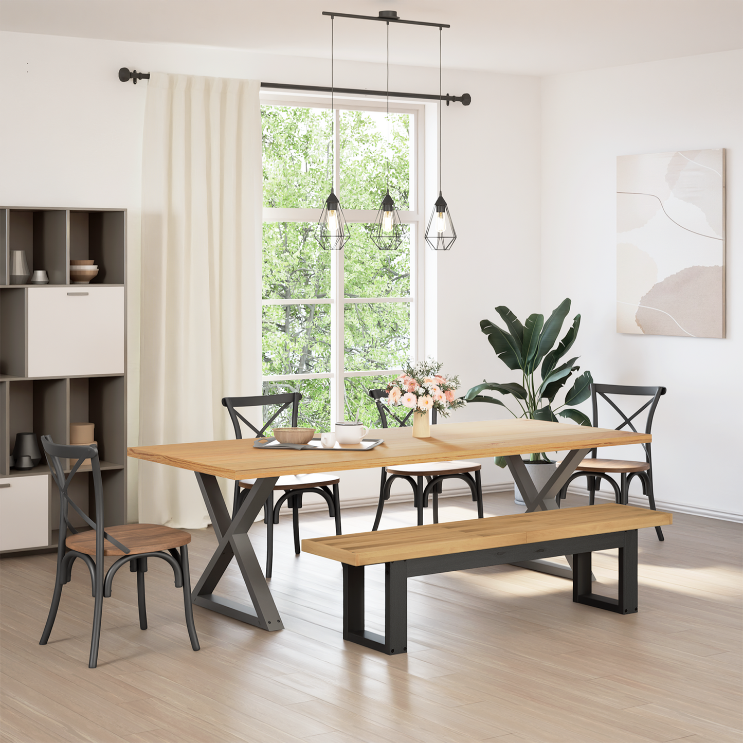 Dining Bench NOAIN 160 x 41 x 45 cm Solid Pine Wood Natural