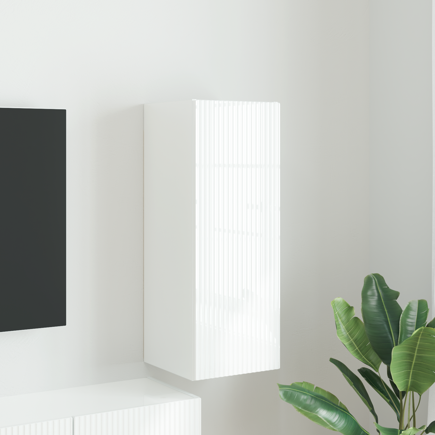TV Wall Cabinet Gloss White 30 x 31 x 80 cm Engineered Wood