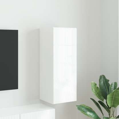 TV Wall Cabinet Gloss White 30 x 31 x 80 cm Engineered Wood