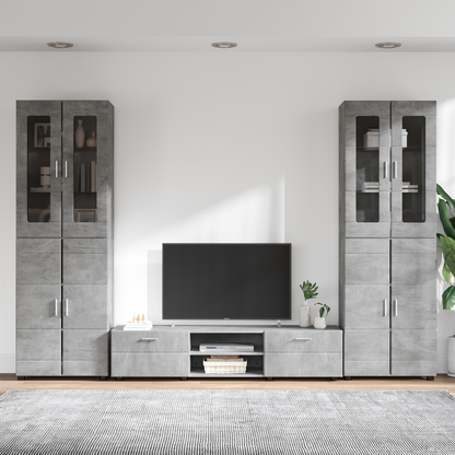 TV Cabinet Set FLORIN 3 pcs Concrete Grey Engineered Wood
