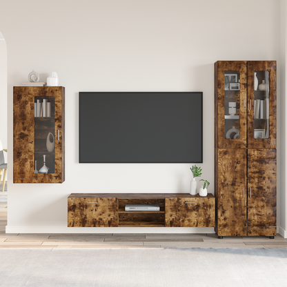 TV Cabinet Set FLORIN 3 pcs Smoked Oak Engineered Wood