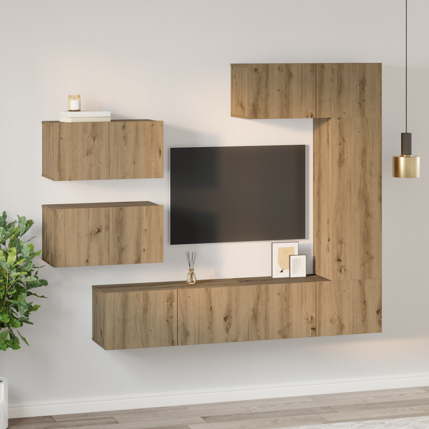 TV Cabinet Set Wall-mounted 6 pcs Artisan Oak Engineered Wood