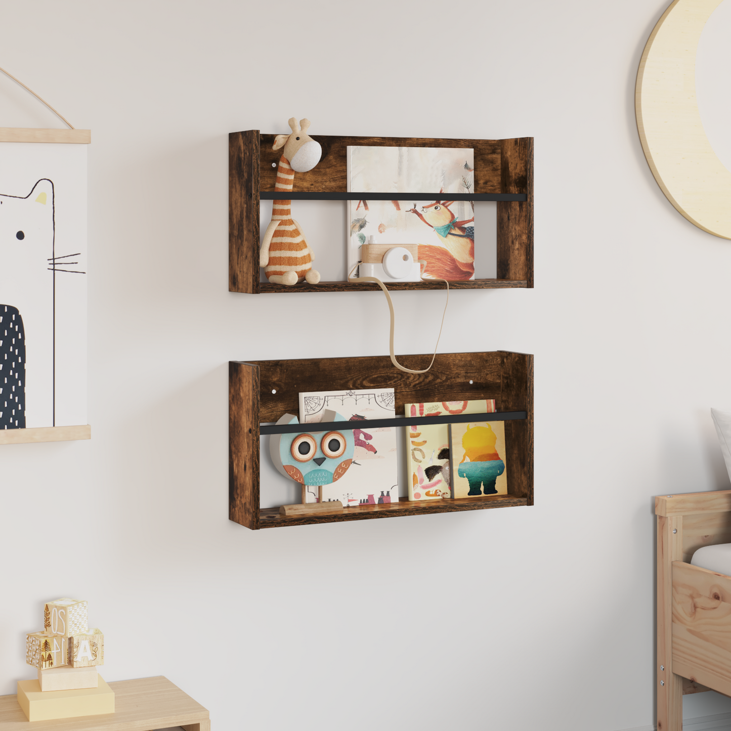 Magazine Rack 2 pcs Smoked Oak 60 x 12 x 30 cm Engineered Wood
