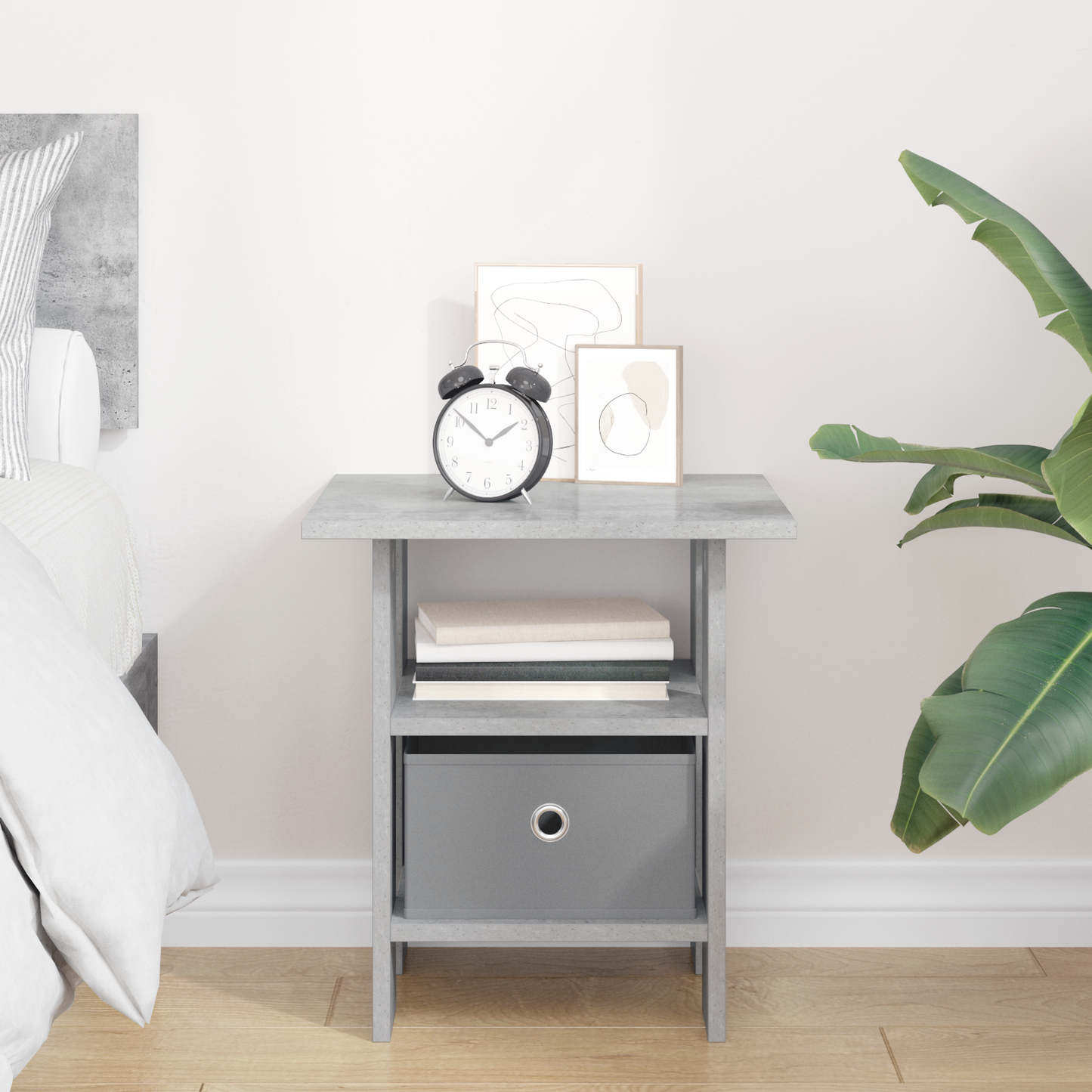 Bedside Table Concrete Grey 41 x 40 x 45 cm Engineered Wood