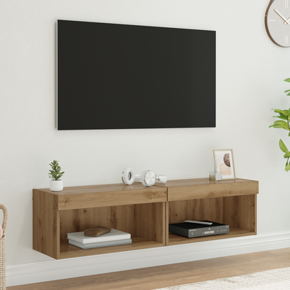 TV Cabinet Set with LED 2 pcs Artisan Oak 60 x 30 x 30 cm