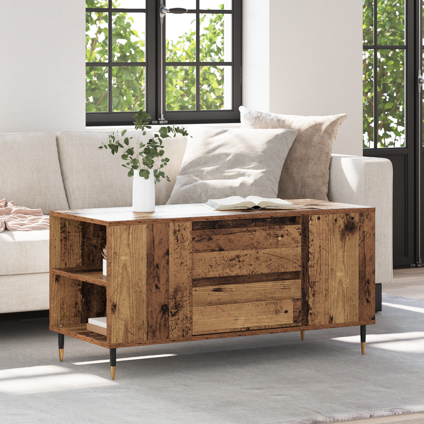 Coffee Table Old Wood 102 x 44.5 x 50 cm Engineered Wood