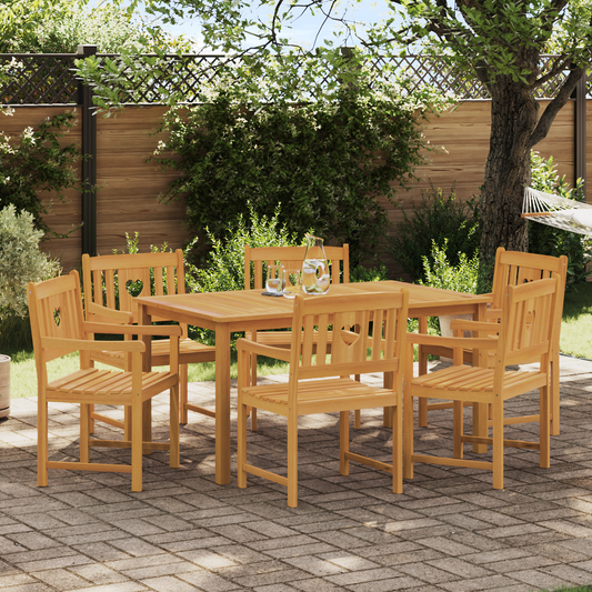 Garden Chairs 6 pcs Natural Solid Acacia Wood