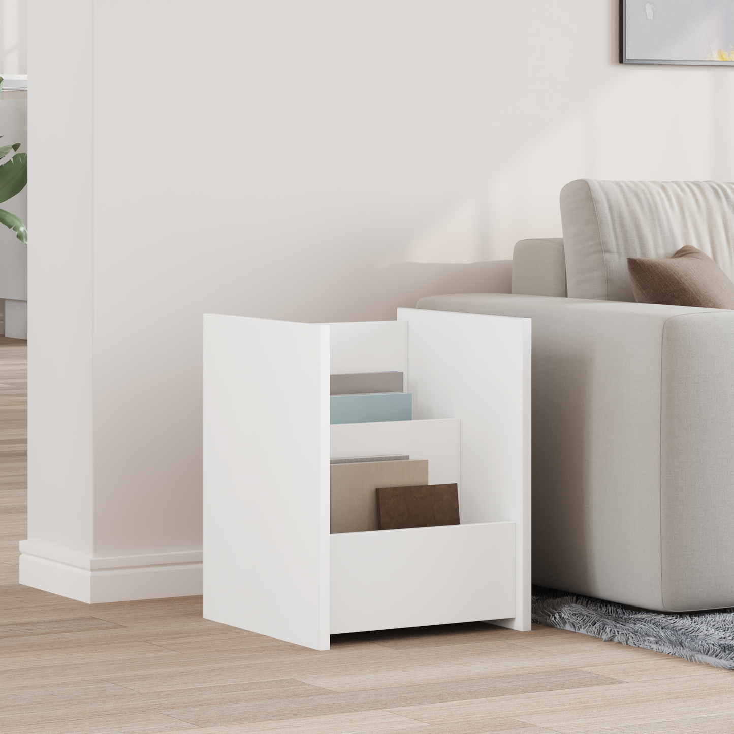Magazine Rack with Shelf White 35 x 35 x 45 cm Engineered Wood