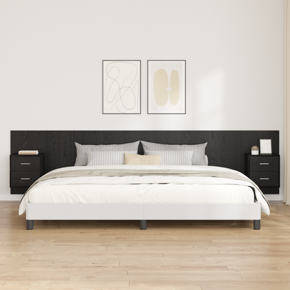 Headboard with Cabinet 3 pcs Black Oak Engineered Wood
