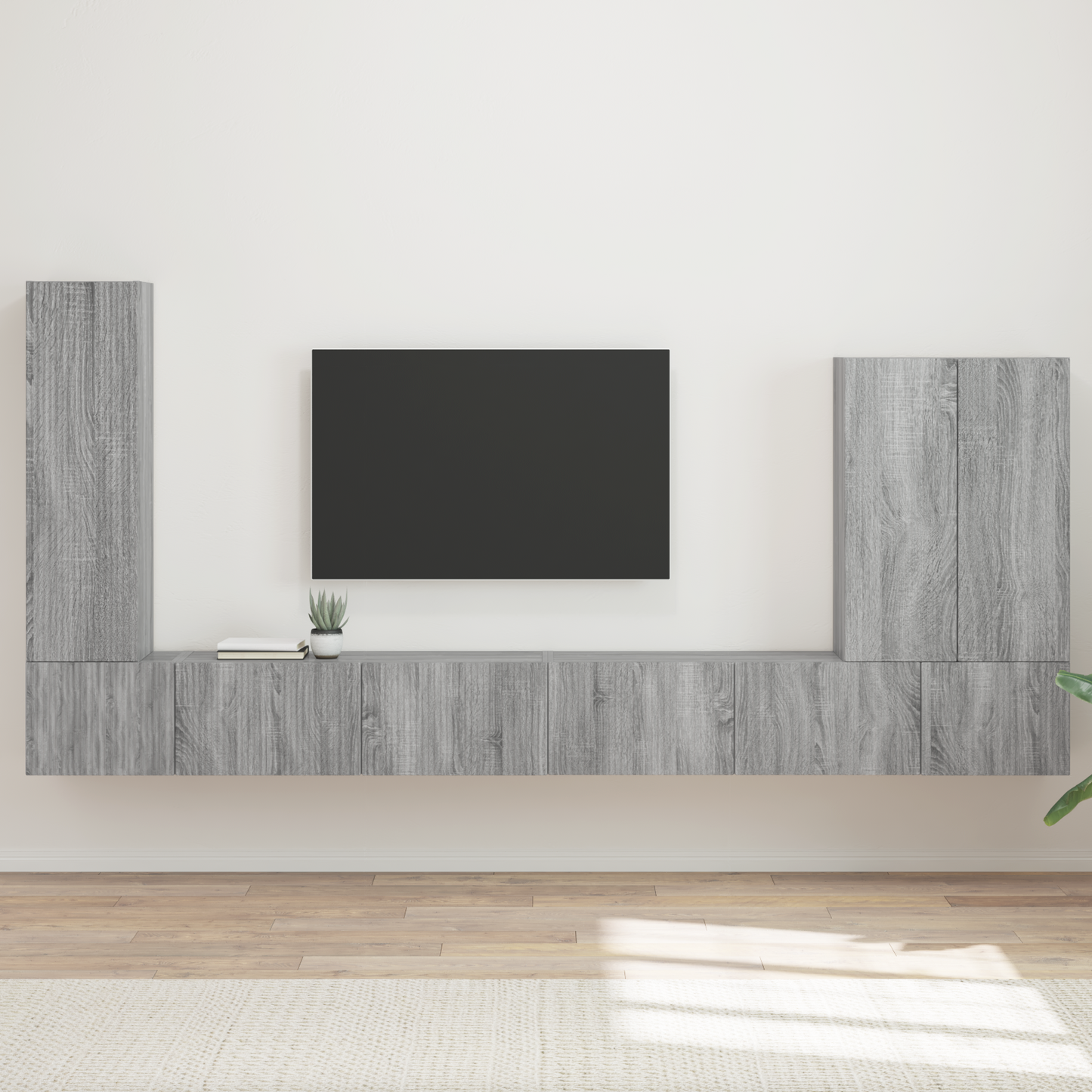 TV Wall Cabinet Set Wall-mounted 6 pcs Grey Sonoma