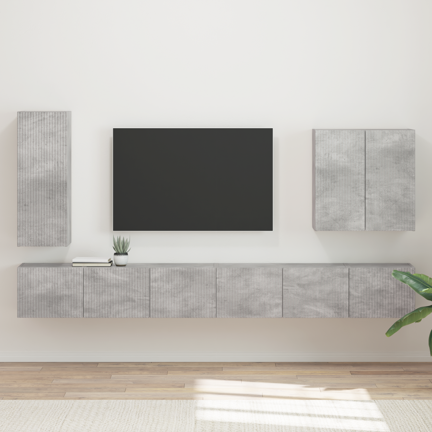 TV Wall Cabinet Set Wall-mounted 6 pcs Concrete Grey