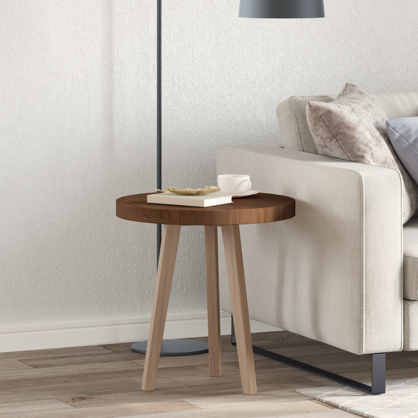 Table Top Dark Brown Ø 50 x 4 cm Solid Oak Wood