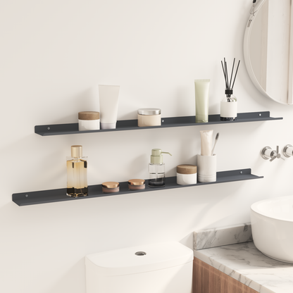 Floating Shelf 2 pcs Anthracite 100 x 9 x 2.5 cm Steel