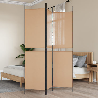 3-Panel Room Divider Beige 150 x 200 cm Fabric