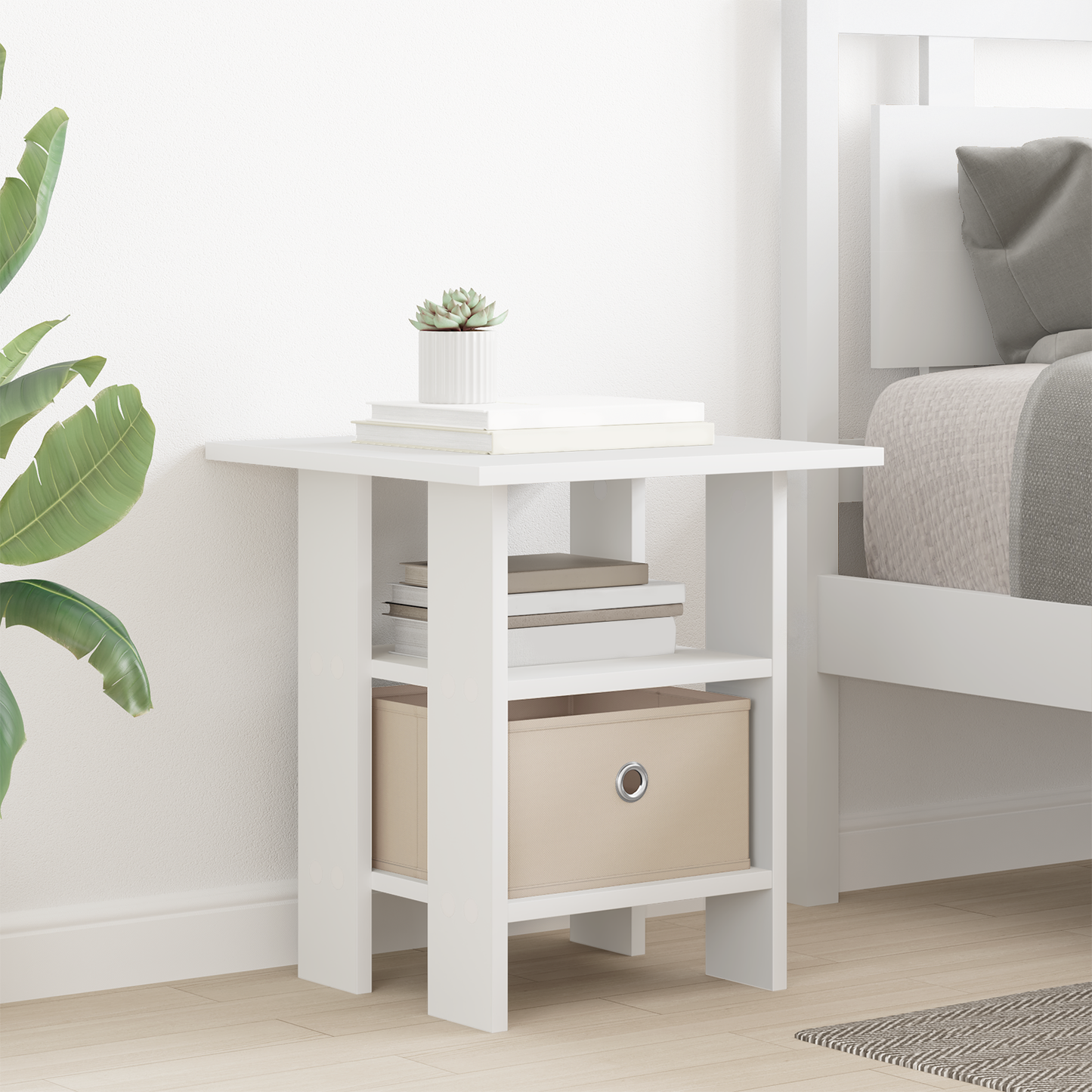 Bedside Table with Drawer White 41 x 40 x 45 cm Engineered Wood