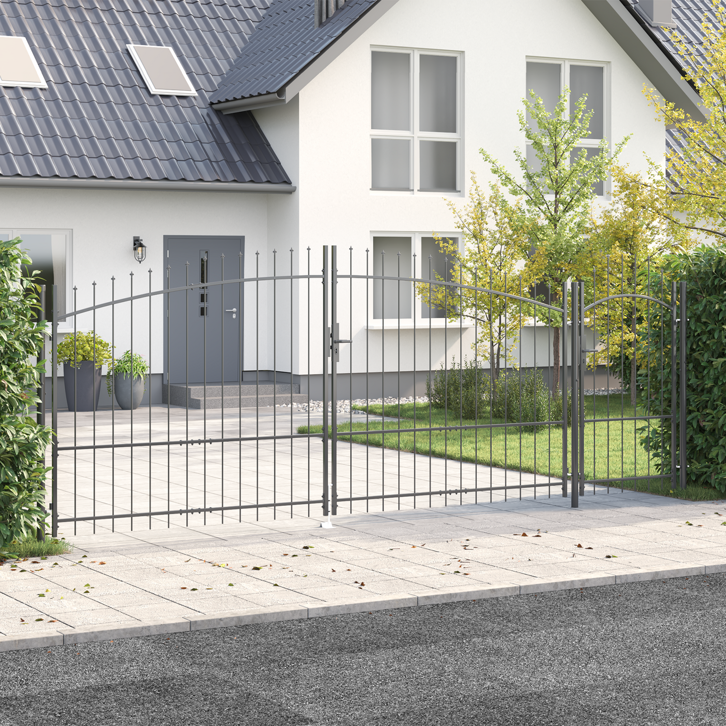 Garden Gate with Lock Woerden Grey 175 x 500 cm Steel