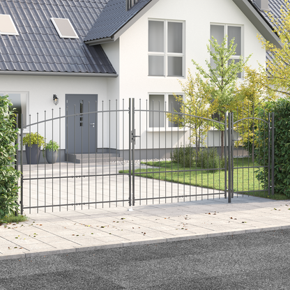 Garden Gate with Lock Woerden Grey 175 x 500 cm Steel