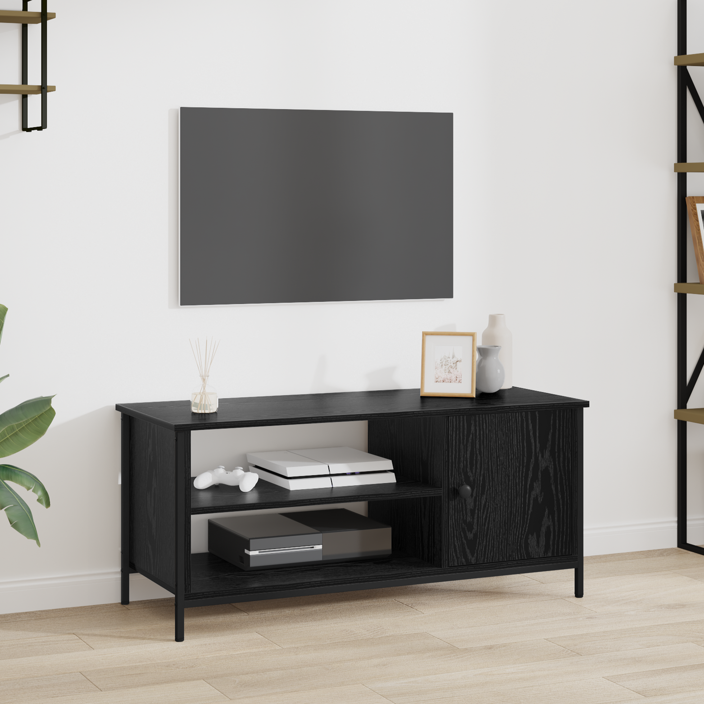 TV Cabinet Black Oak 100 x 40 x 45 cm Engineered Wood