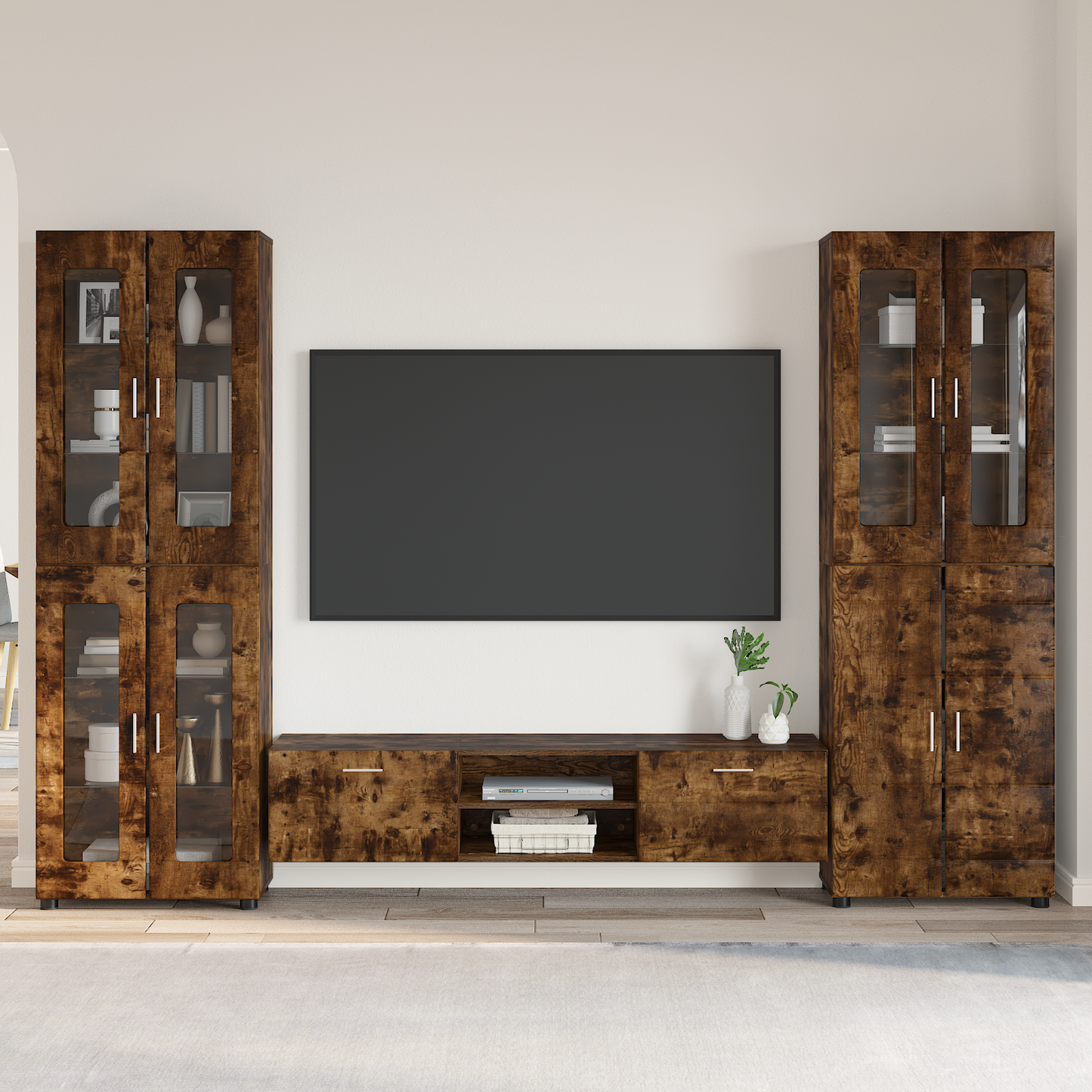 TV Cabinet Set FLORIN 3 pcs Smoked Oak Engineered Wood