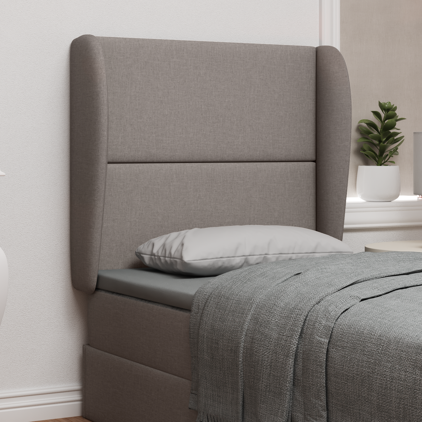 Headboard Ear Beige 80 x 23 x 6 cm Fabric