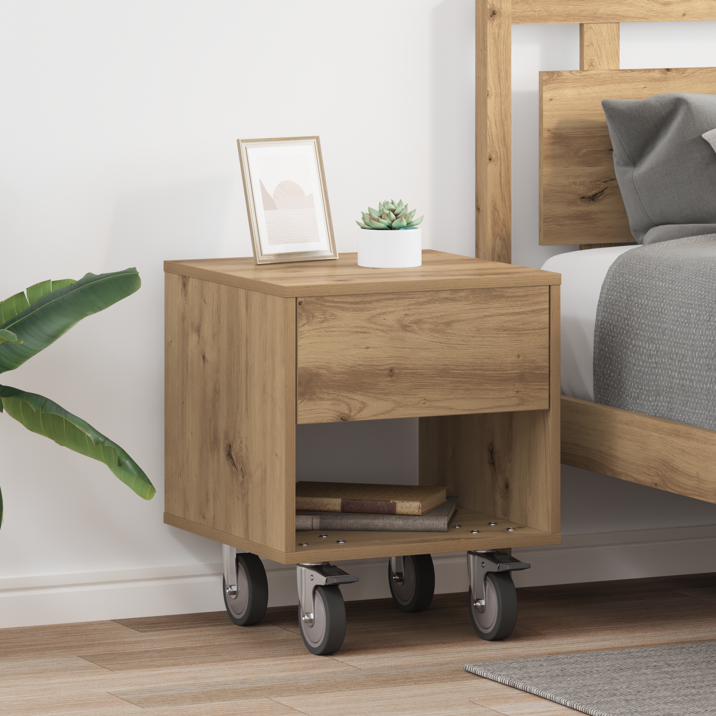 Bedside Table 2 pcs Artisan Oak 40.5 x 40 x 48 cm