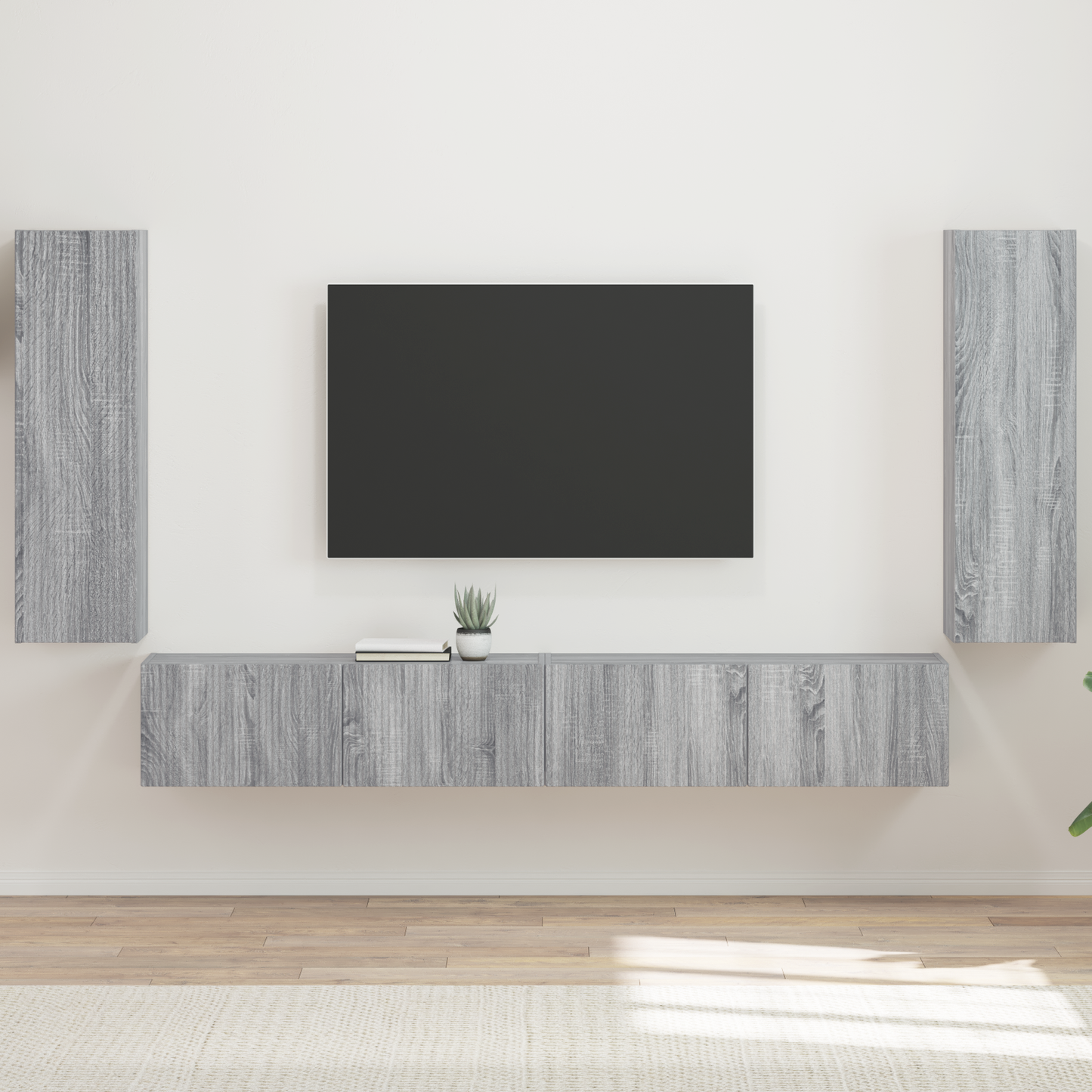 TV Wall Cabinet Set 4 pcs Grey Sonoma Engineered Wood