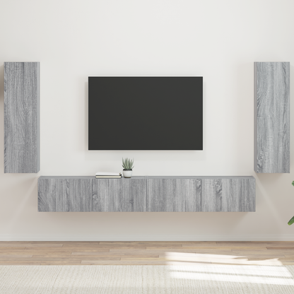 TV Wall Cabinet Set 4 pcs Grey Sonoma Engineered Wood