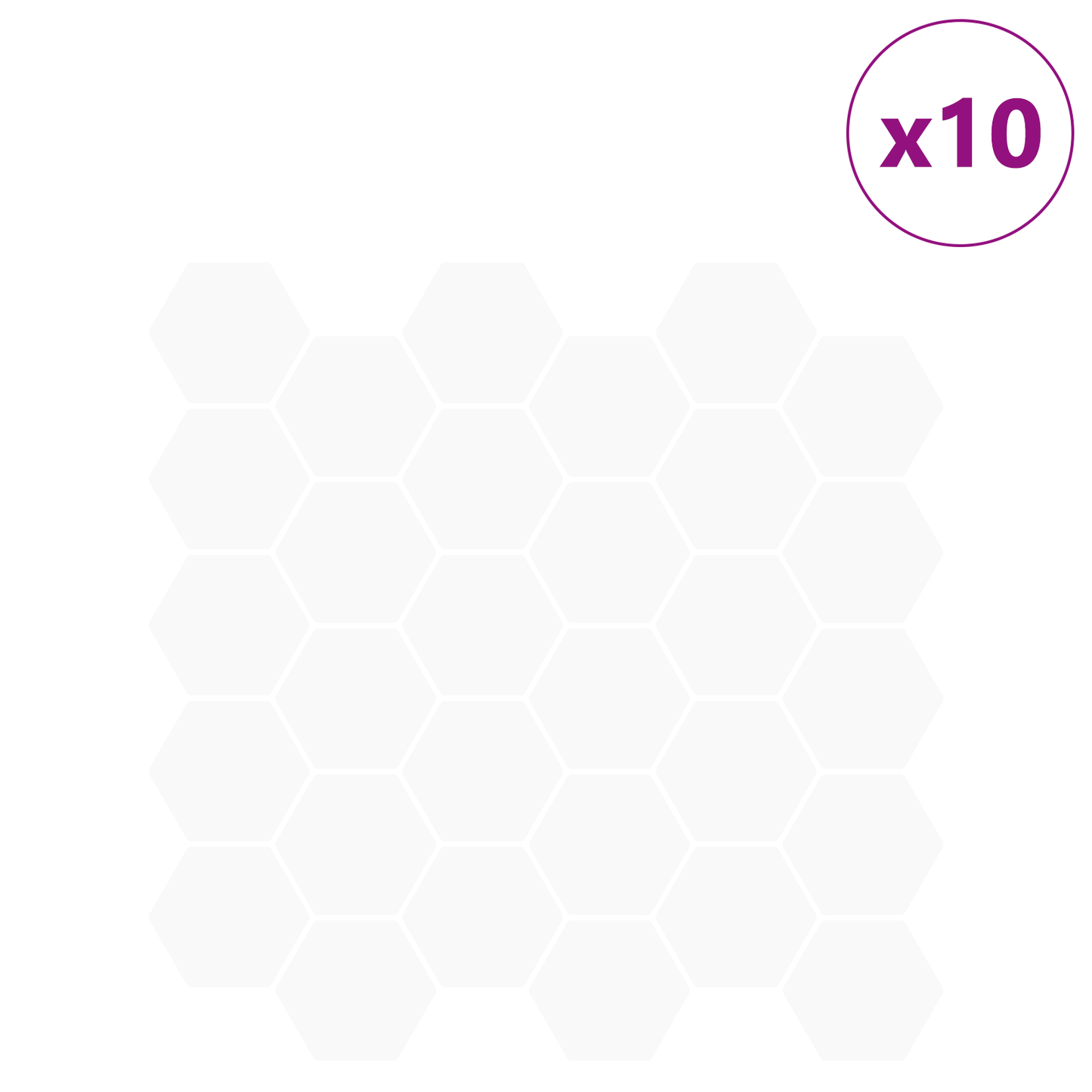 Hexagon Tile 10 pcs White 30 x 30 cm Polyurethane and PET
