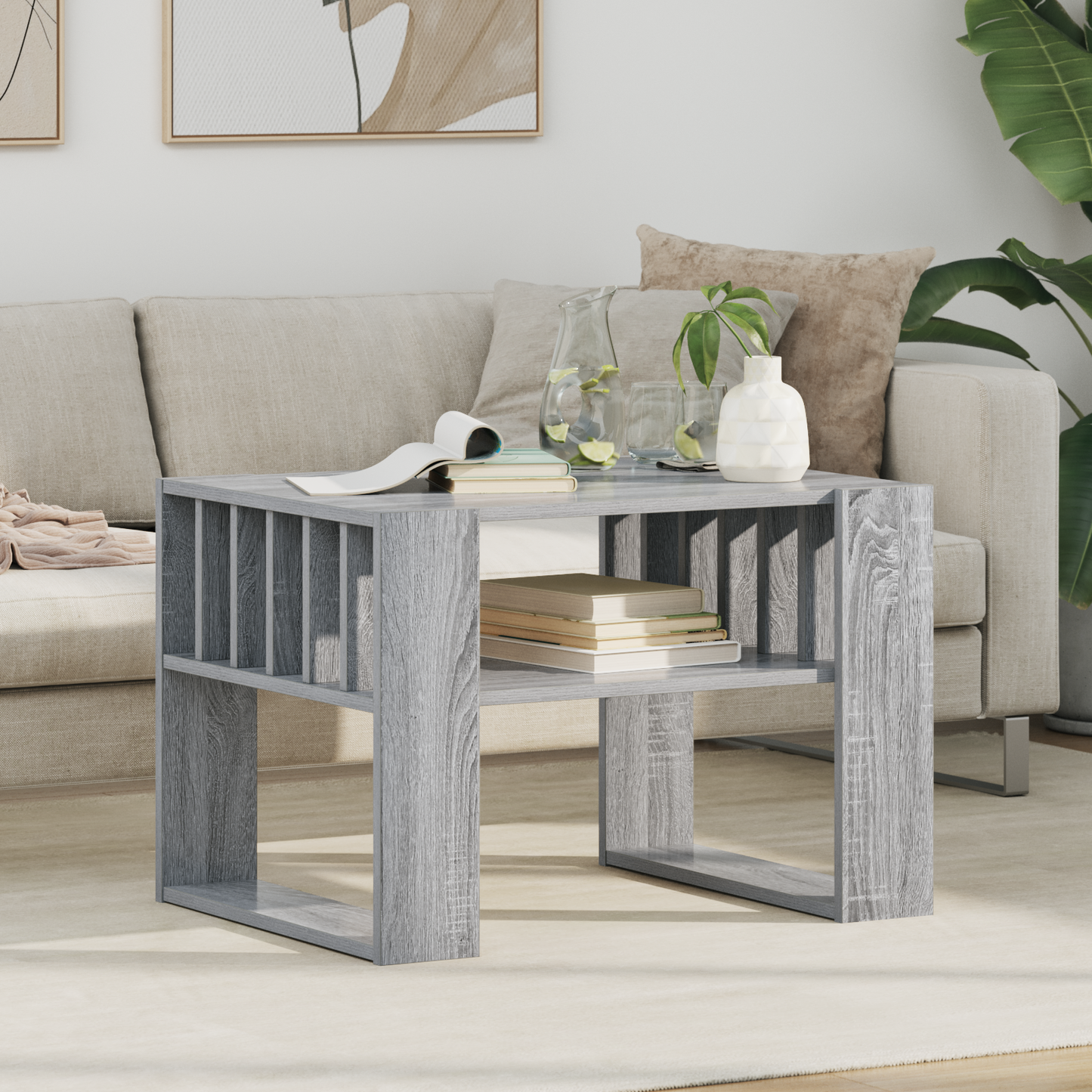 Coffee Table Grey Sonoma 66 x 49.5 x 45 cm Engineered Wood