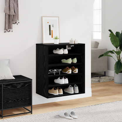 Shoe Cabinet Black Oak 60 x 35 x 70 cm Engineered Wood