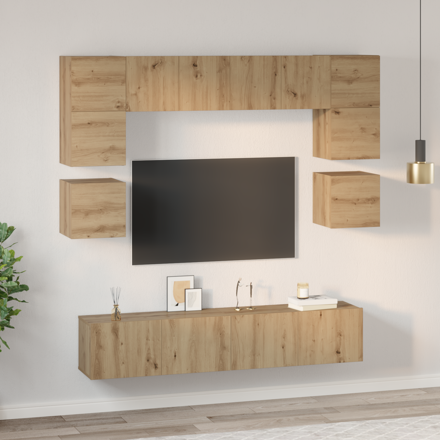 TV Cabinet Set Wall-mounted 8 pcs Artisan Oak Engineered Wood