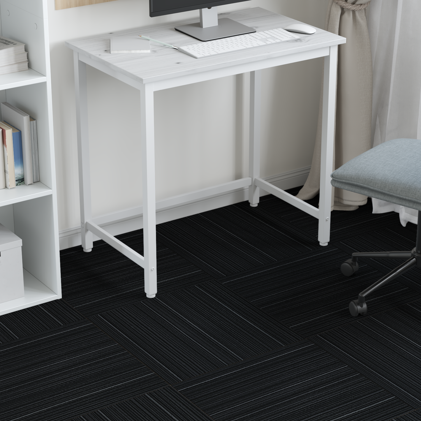 Carpet Tile Striped Dark Grey 50 x 50 cm 20 pcs PP and Bitumen