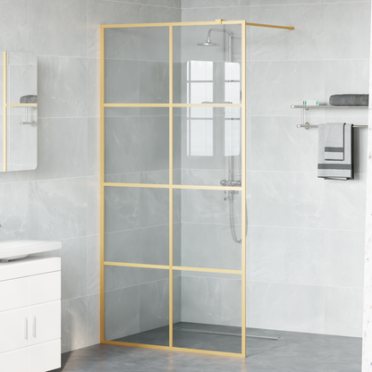 Walk-in Shower Wall Gold 100 x 195 cm Tempered Glass