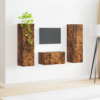 TV Cabinet Set 5 pcs Smoked Oak Engineered Wood