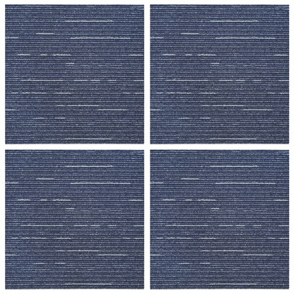 Carpet Tile Striped Blue 50 x 50 cm 4 pcs PP and Bitumen