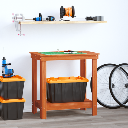 Work Bench with Shelf Wax Brown 80 x 50 x 80 cm Solid Pine Wood