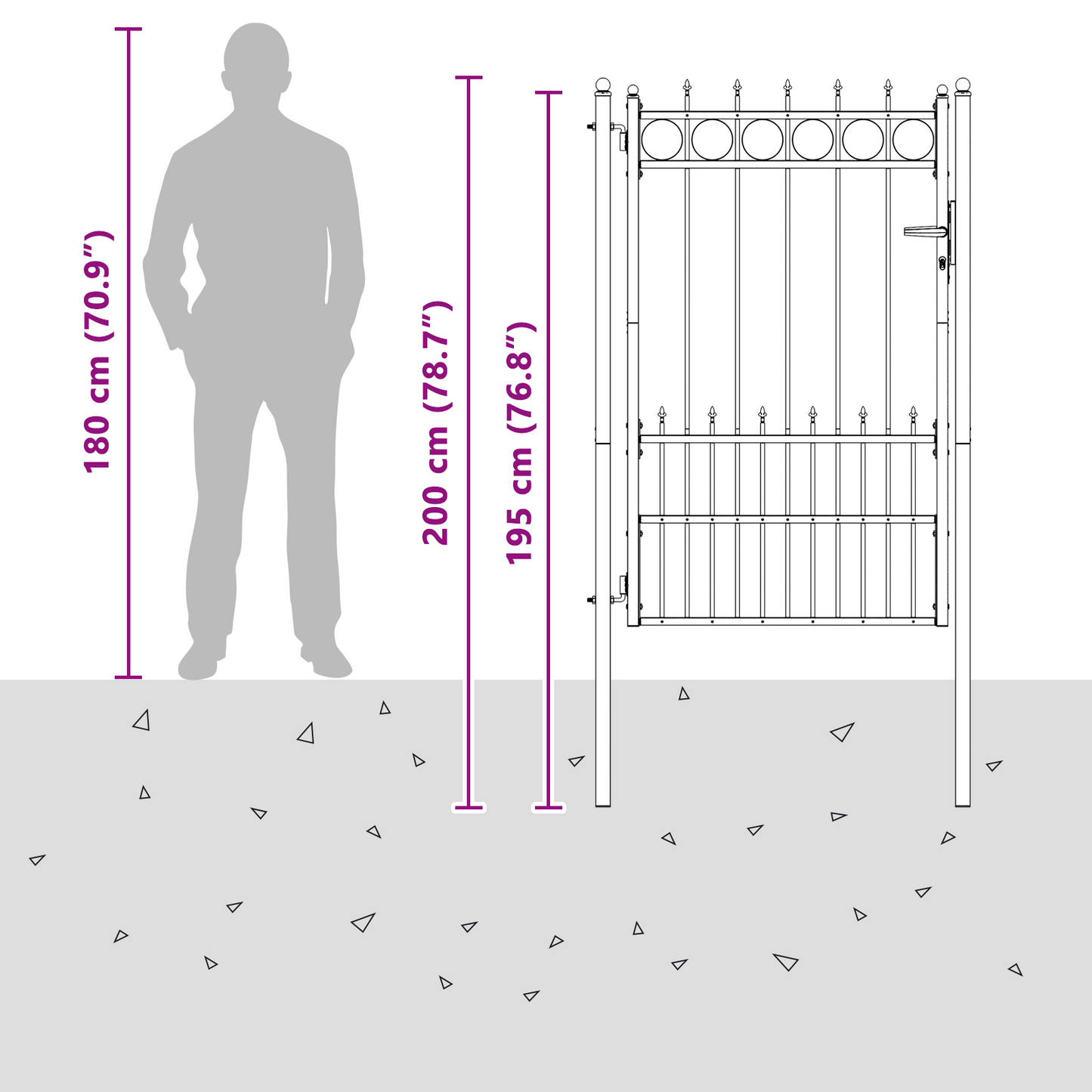 Fence Gate HORST Steel Black Lockable
