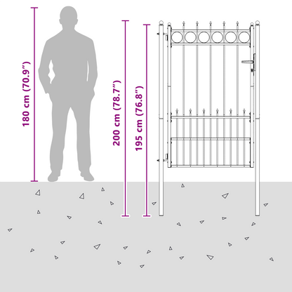 Fence Gate HORST Steel Black Lockable