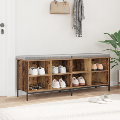 Shoe Cabinet Old Wood 131 x 35 x 50 cm Engineered Wood and Iron