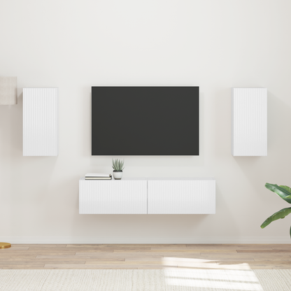 TV Cabinet Set 4 pcs High Gloss White Engineered Wood