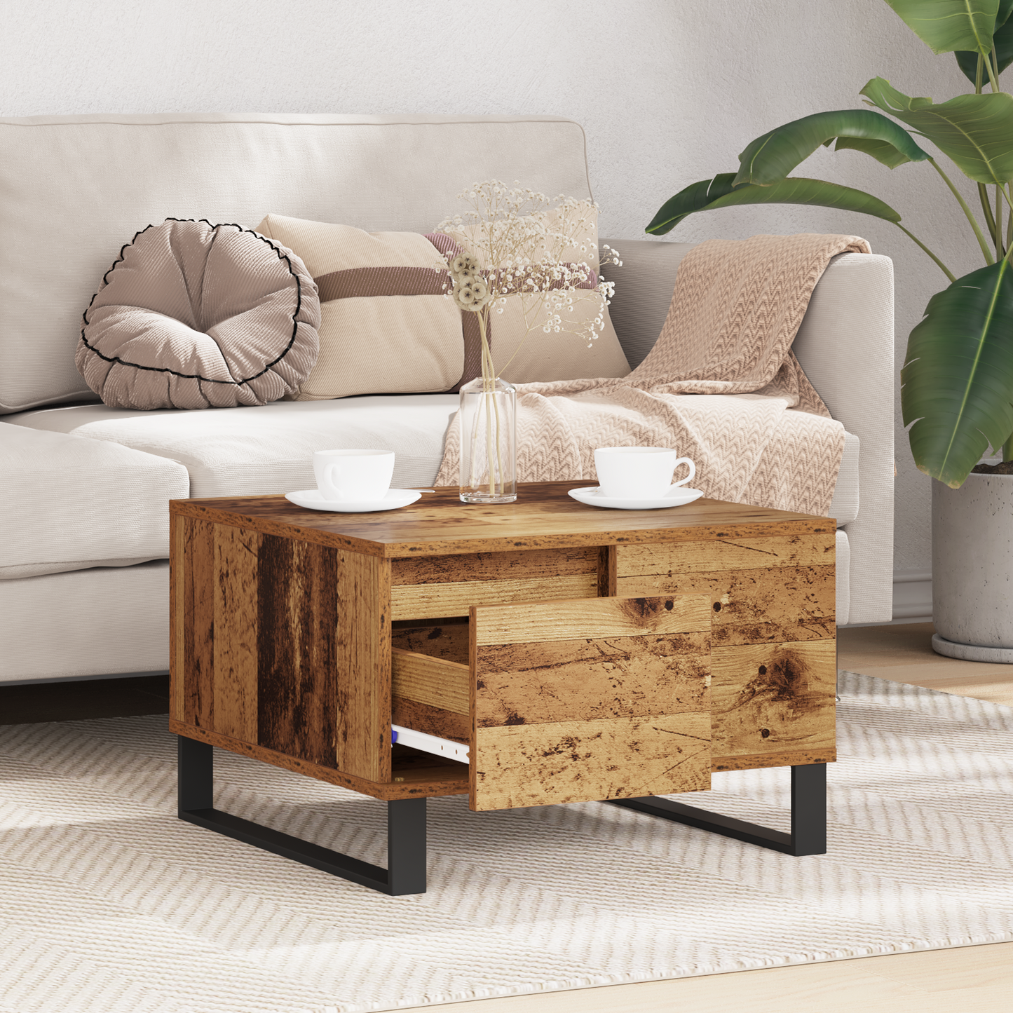 Coffee Table Old Wood 55 x 55 x 36.5 cm Engineered Wood