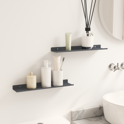 Floating Shelf 2 pcs Anthracite 40 x 8.5 x 2.5 cm Steel