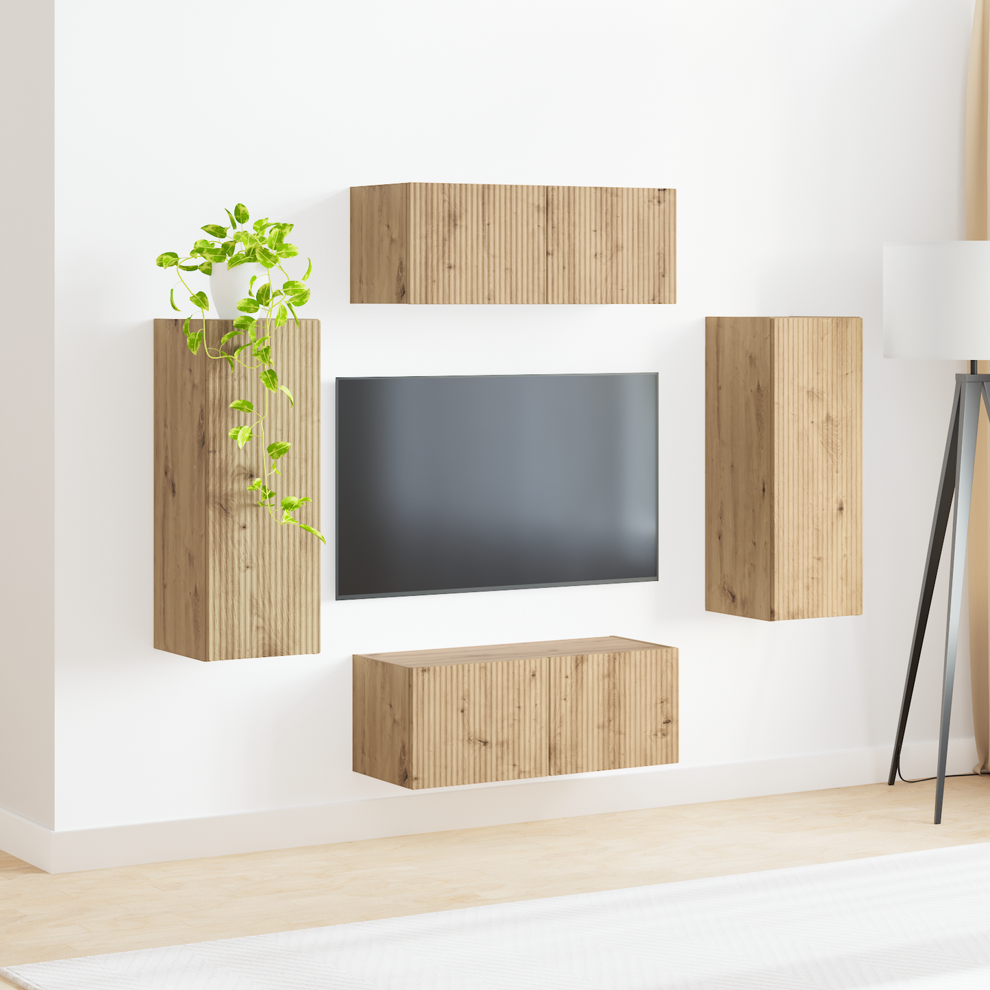 TV Wall Cabinet Set 4 pcs Artisan Oak Engineered Wood