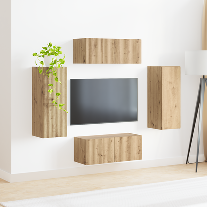 TV Wall Cabinet Set 4 pcs Artisan Oak Engineered Wood