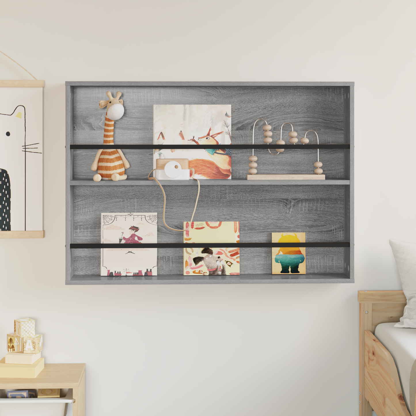 Magazine Rack Grey Sonoma 100 x 12 x 70 cm Engineered Wood